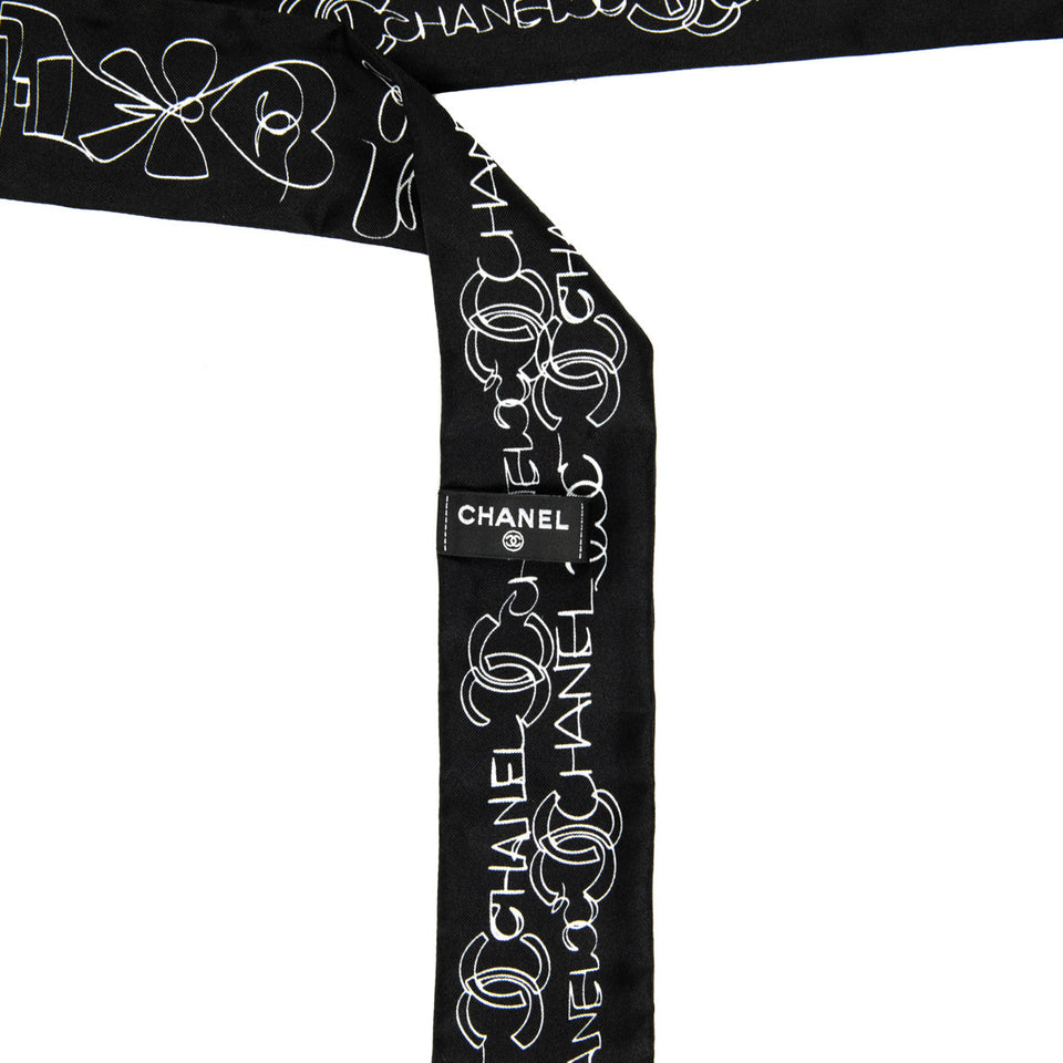 Chanel Black & White Twilly