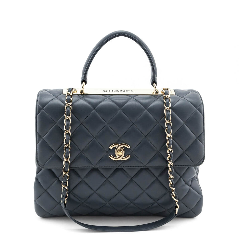Chanel Blue Quilted Lambskin Large Trendy CC Top Handle GHW