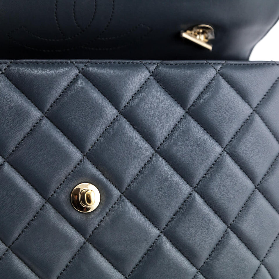 Chanel Blue Quilted Lambskin Large Trendy CC Top Handle GHW