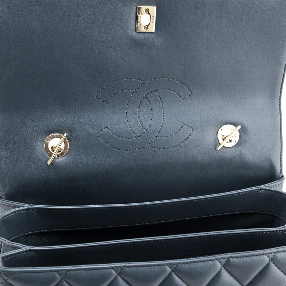 Chanel Blue Quilted Lambskin Large Trendy CC Top Handle GHW