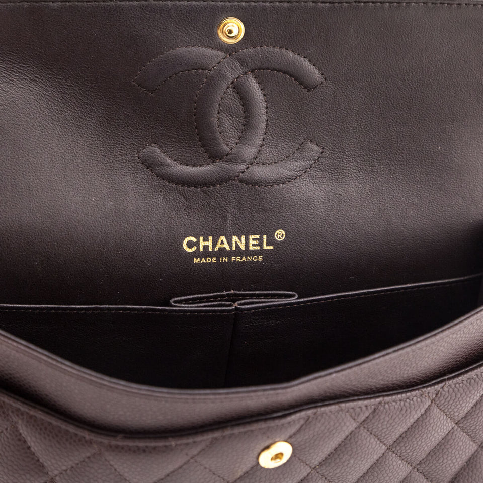 Chanel Brown Caviar Medium Double Flap Bag