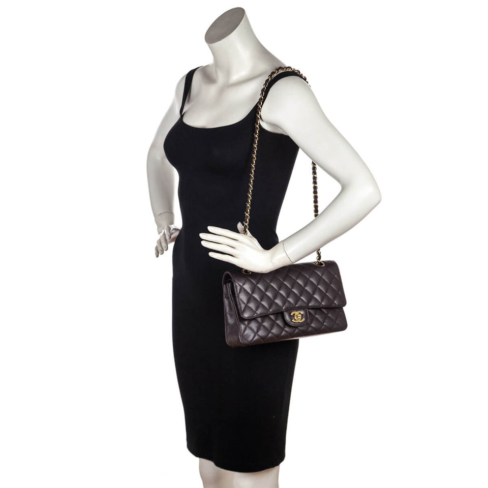 Chanel Brown Caviar Medium Double Flap Bag
