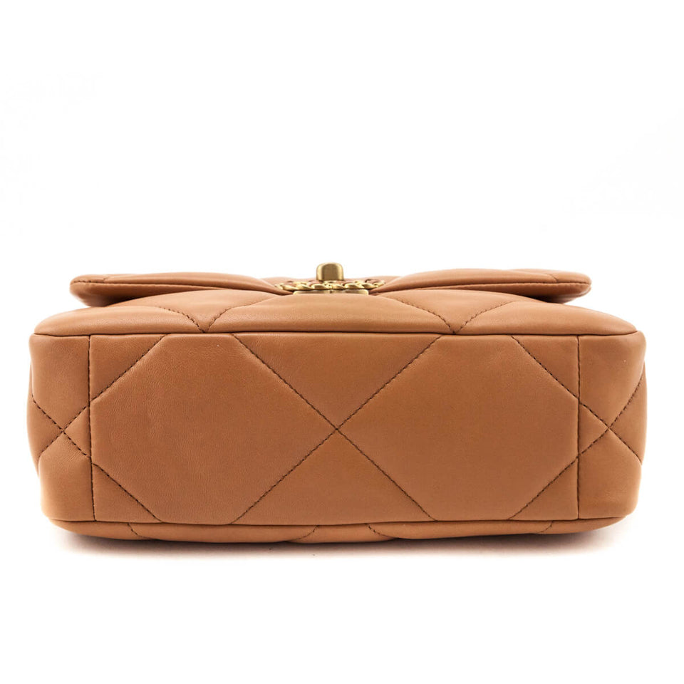 Chanel Brown Lambskin Quilted Medium Chanel 19 Flap Bag