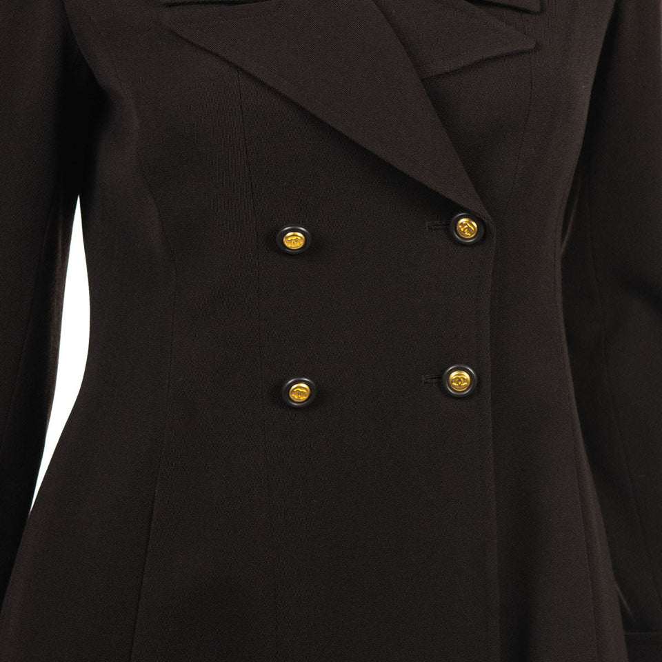 Chanel Brown Wool Crepe Jacket Size S
