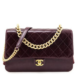 Chanel Burgundy Calfskin Quilted Small Straight Lined Flap Bag