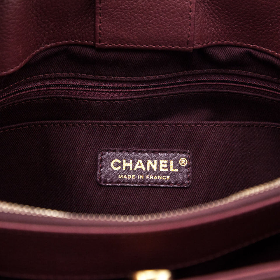 Chanel Burgundy Grained Calfskin Small Neo Executive Shopper Tote