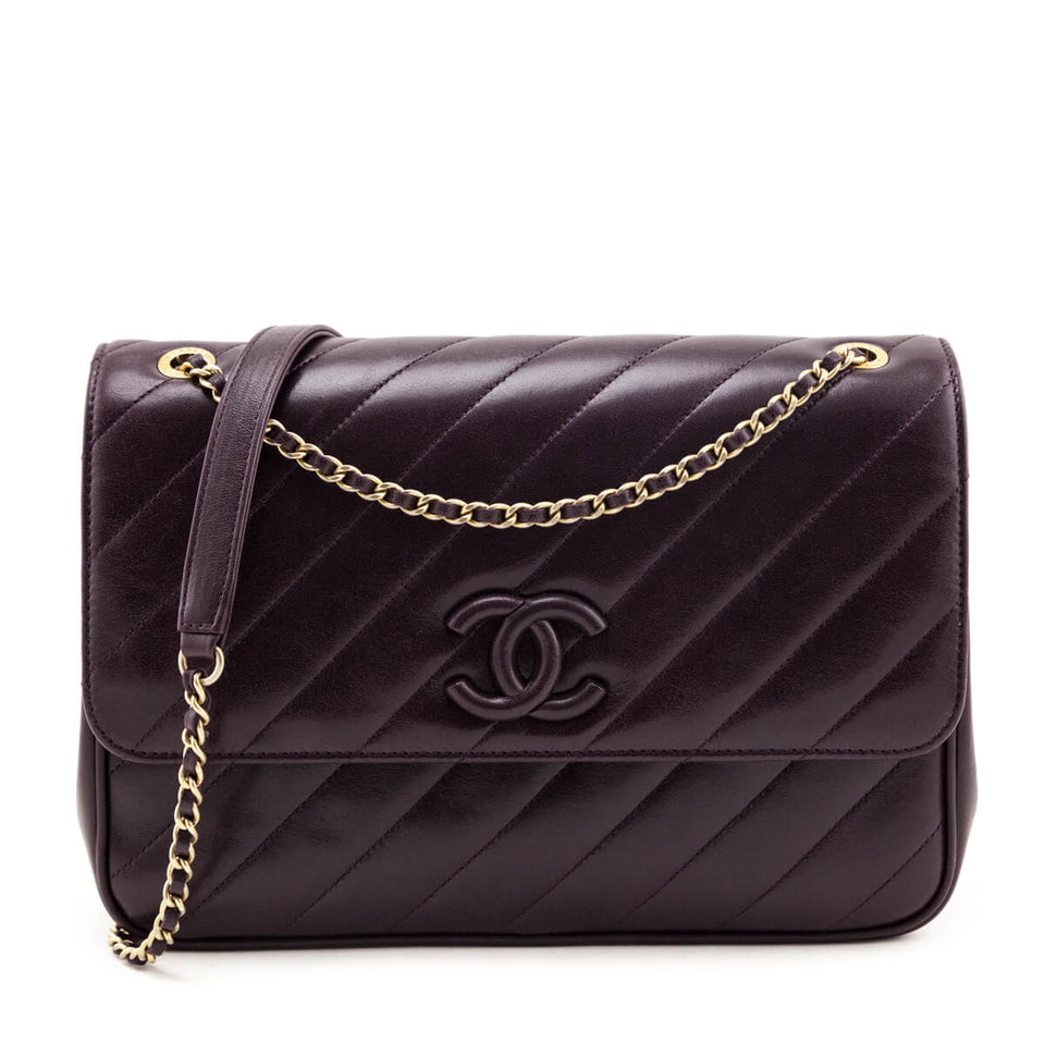 Chanel Burgundy Lambskin Quilted Coco Vintage Jumbo Flap