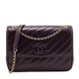Chanel Burgundy Lambskin Quilted Coco Vintage Jumbo Flap