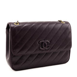 Chanel Burgundy Lambskin Quilted Coco Vintage Jumbo Flap