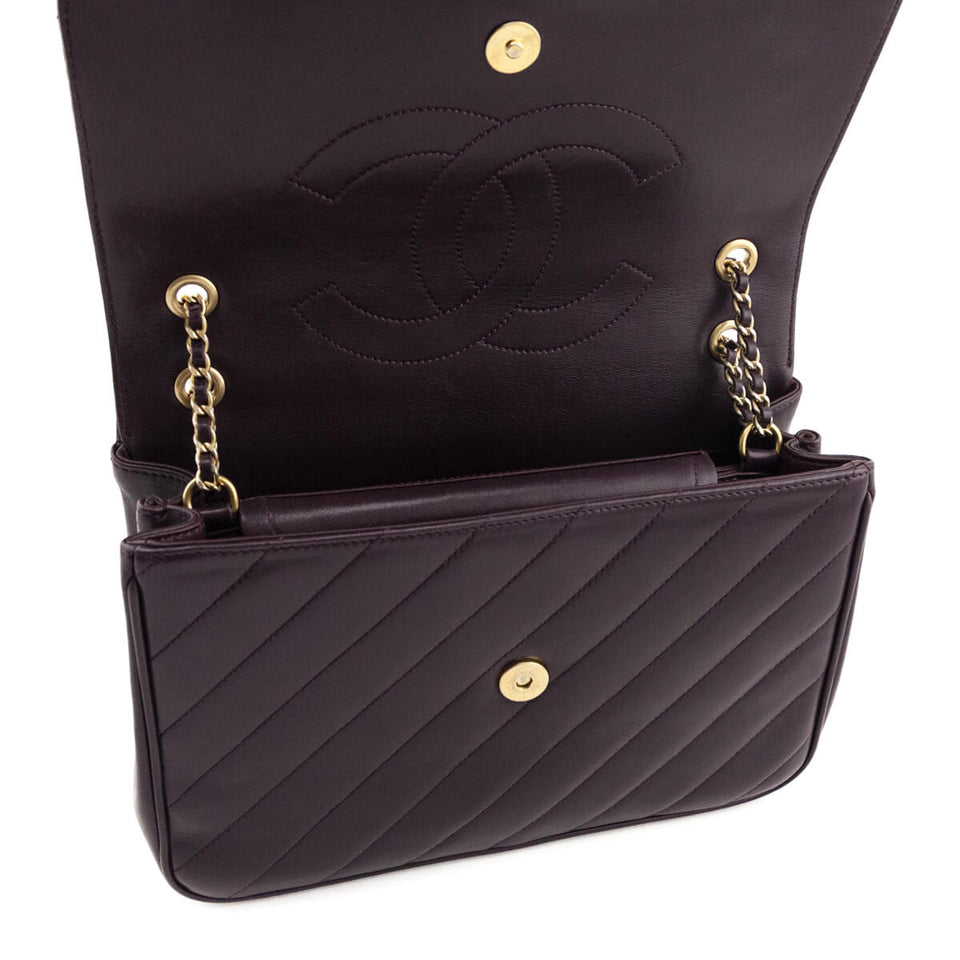 Chanel Burgundy Lambskin Quilted Coco Vintage Jumbo Flap