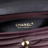 Chanel Burgundy Shiny Lambskin Quilted Small Chevron Miroir Flap Bag