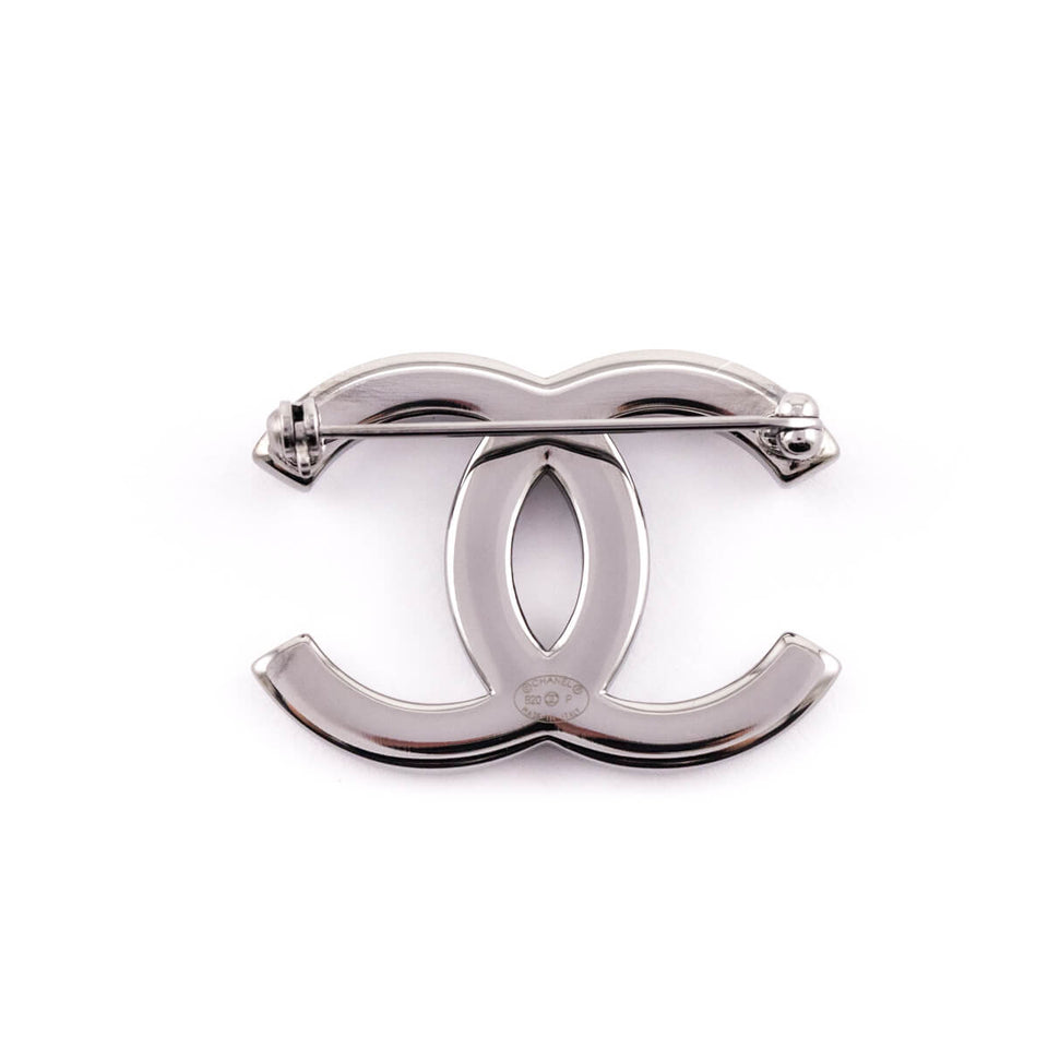 Chanel Crystal & Faux Pearl CC Brooch