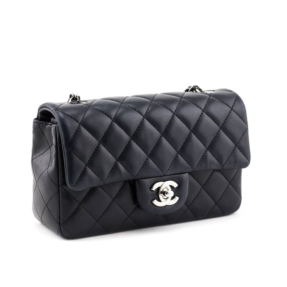 Chanel Black Lambskin Quilted Mini Rectangular Flap