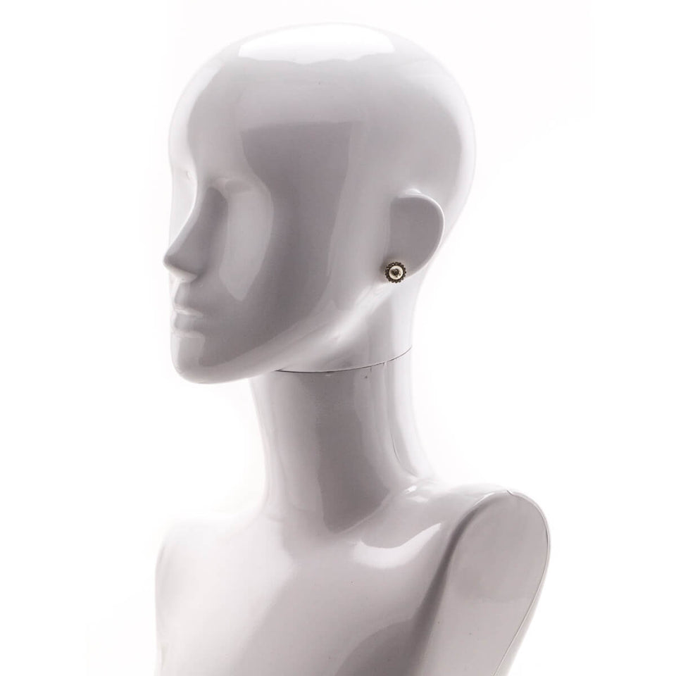 Chanel Faux Pearl CC Stud Earrings