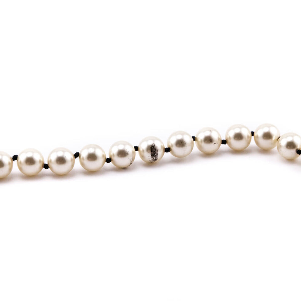 Chanel Faux Pearl Double Strand CC Necklace