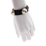 Chanel Faux Pearl & Black Leather Wrap Bracelet