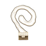 Chanel Gold-Tone & Faux Pearl Chain Flap Bag Long Necklace