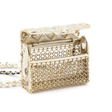 Chanel Gold-Tone & Faux Pearl Chain Flap Bag Long Necklace