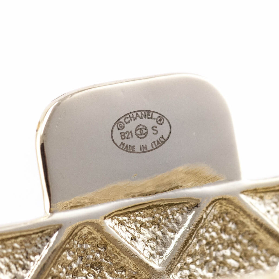 Chanel Gold-Tone & Faux Pearl Chain Flap Bag Long Necklace