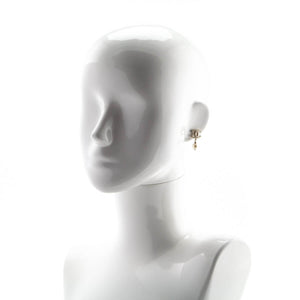 Chanel Gold Tone CC Faux Pearl Drop Earrings