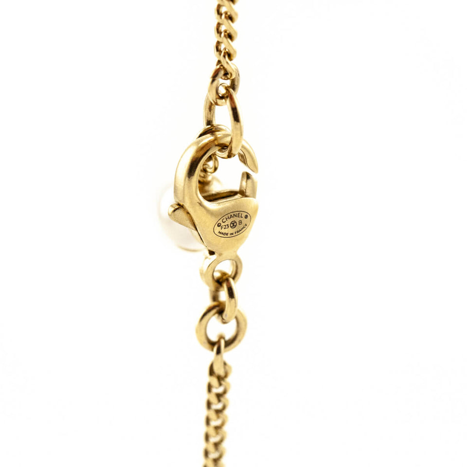 Chanel Gold & Strass CC Heart Pendant Necklace