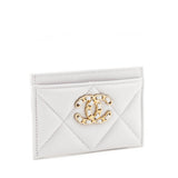 Chanel Gray Lambskin Quilted Chanel 19 Card Holder