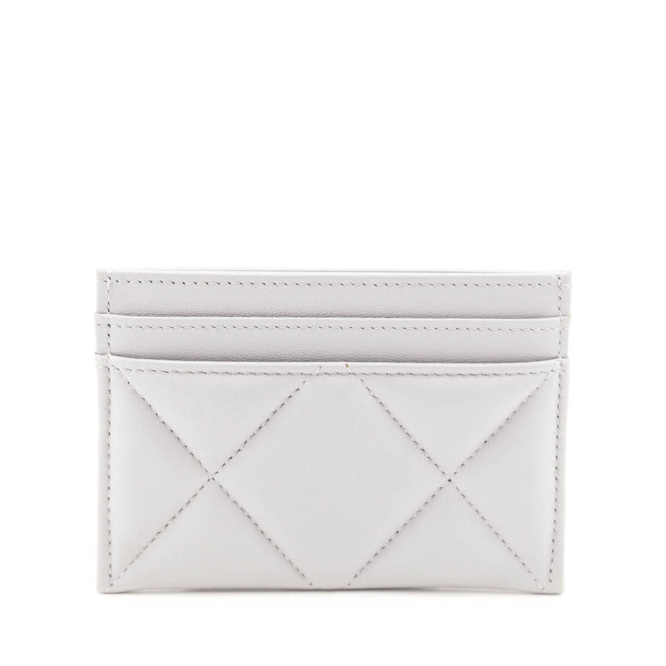 Chanel Gray Lambskin Quilted Chanel 19 Card Holder