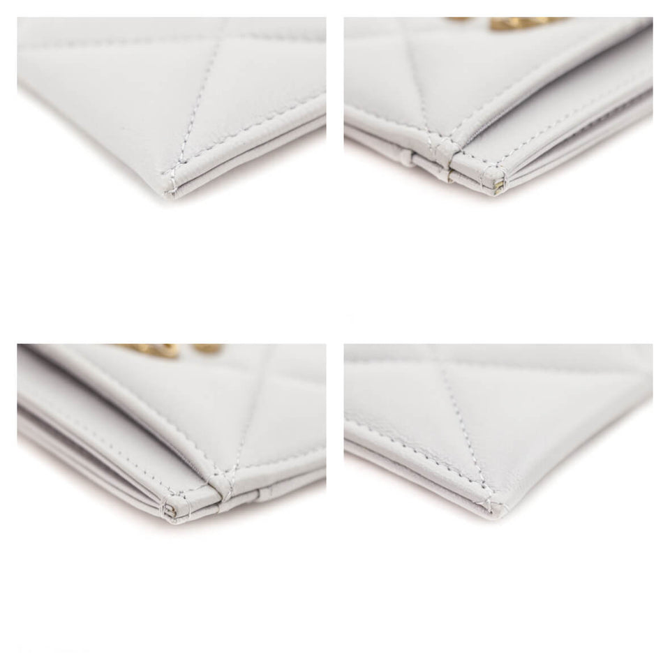 Chanel Gray Lambskin Quilted Chanel 19 Card Holder