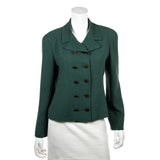 Chanel Green Tweed Vintage Double Breasted Jacket Size L | FR 42