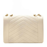 Chanel Ivory Lambskin Reversed Chevron Quilted Flap Bag