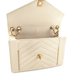 Chanel Ivory Lambskin Reversed Chevron Quilted Flap Bag
