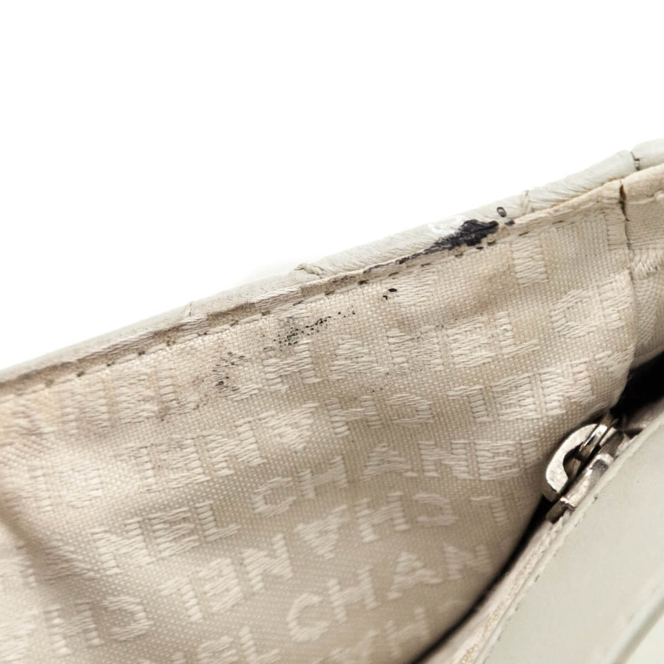 Chanel Light Gray Lambskin Quilted Small Single Flap Shoulder Bag