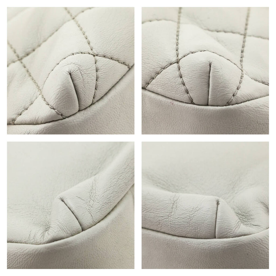 Chanel Light Gray Lambskin Quilted Small Single Flap Shoulder Bag