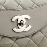 Chanel Light Gray Lambskin Quilted Small Single Flap Shoulder Bag