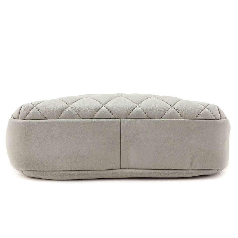 Chanel Light Gray Lambskin Quilted Small Single Flap Shoulder Bag