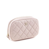 Chanel Light Pink Caviar Quilted Small Curvy Pouch Cosmetic Case