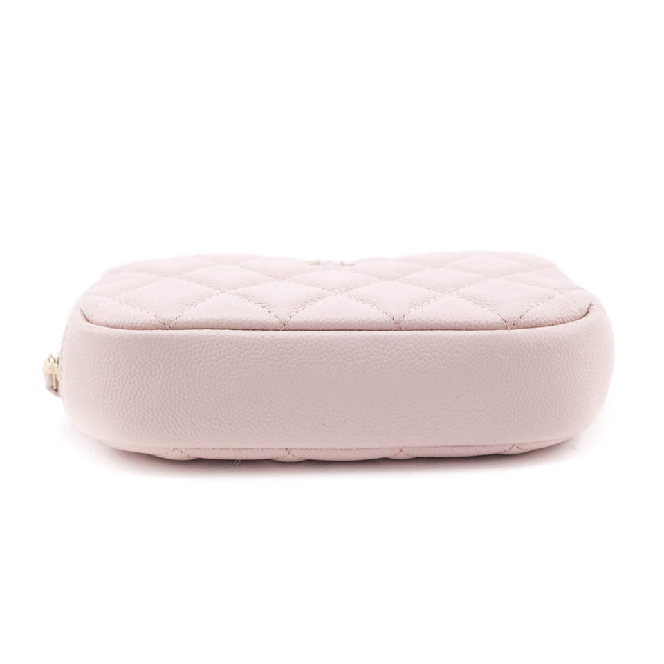 Chanel Light Pink Caviar Quilted Small Curvy Pouch Cosmetic Case