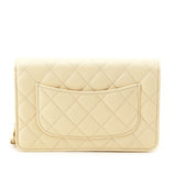 Chanel Light Yellow Lambskin Quilted Wallet On Chain