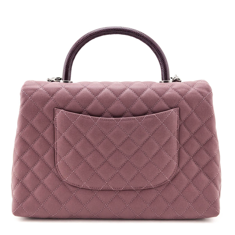 Chanel Mauve Caviar & Lizard Quilted Medium Coco Handle Flap Bag