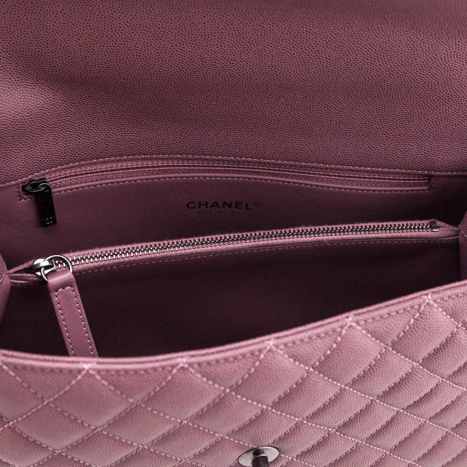 Chanel Mauve Caviar & Lizard Quilted Medium Coco Handle Flap Bag