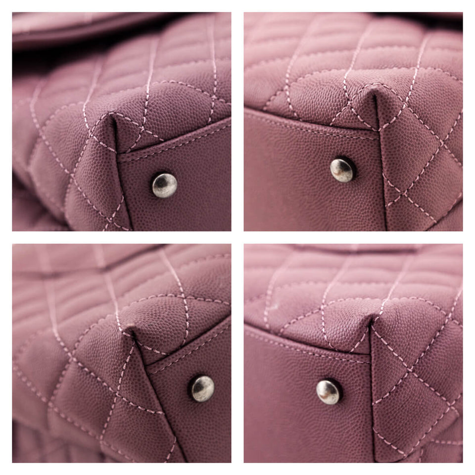 Chanel Mauve Caviar & Lizard Quilted Medium Coco Handle Flap Bag