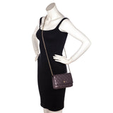 Chanel Dark Mauve Metallic Quilted Lambskin Wallet On Chain