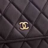 Chanel Dark Mauve Metallic Quilted Lambskin Wallet On Chain