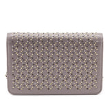 Chanel Metallic Gray Leather Studded Wallet on Chain Bag