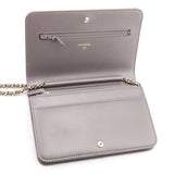 Chanel Metallic Gray Leather Studded Wallet on Chain Bag