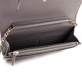 Chanel Metallic Gray Leather Studded Wallet on Chain Bag