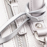 Chanel Metallic Silver Caviar Quilted Medium CC Filigree Vanity Case