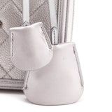 Chanel Metallic Silver Caviar Quilted Medium CC Filigree Vanity Case