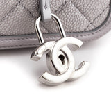 Chanel Metallic Silver Caviar Quilted Medium CC Filigree Vanity Case