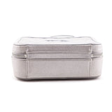 Chanel Metallic Silver Caviar Quilted Medium CC Filigree Vanity Case